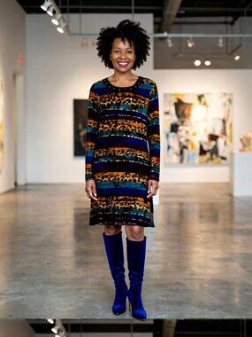 Ozduman Istanbul striped colorful stretch dress S/M